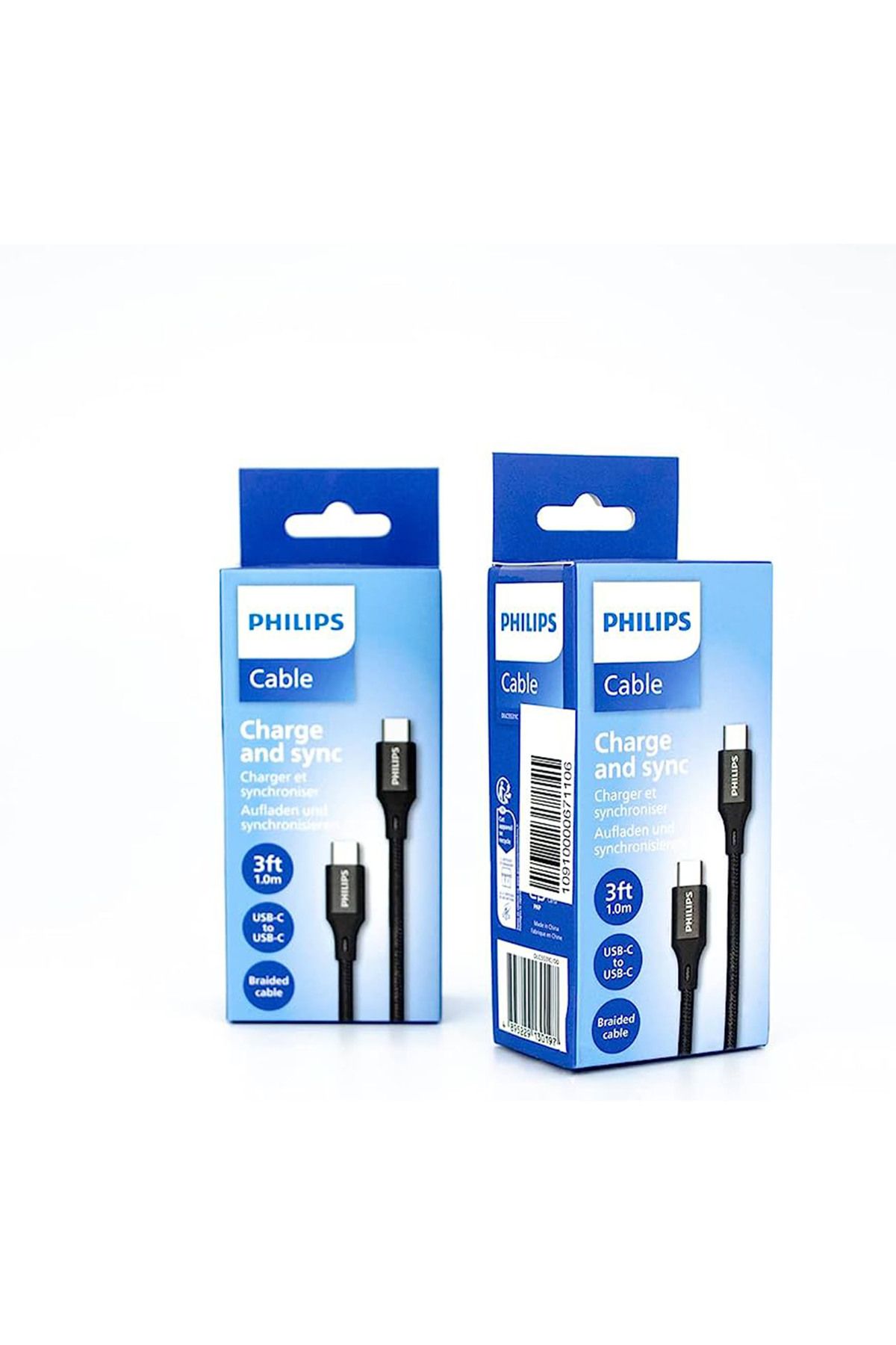 Philips Dlc5531c/00 Siyah Örgülü Type-c Kablo 1m Philips Dlc5531c/00 Siyah Örgülü Type-c Kablo 1m